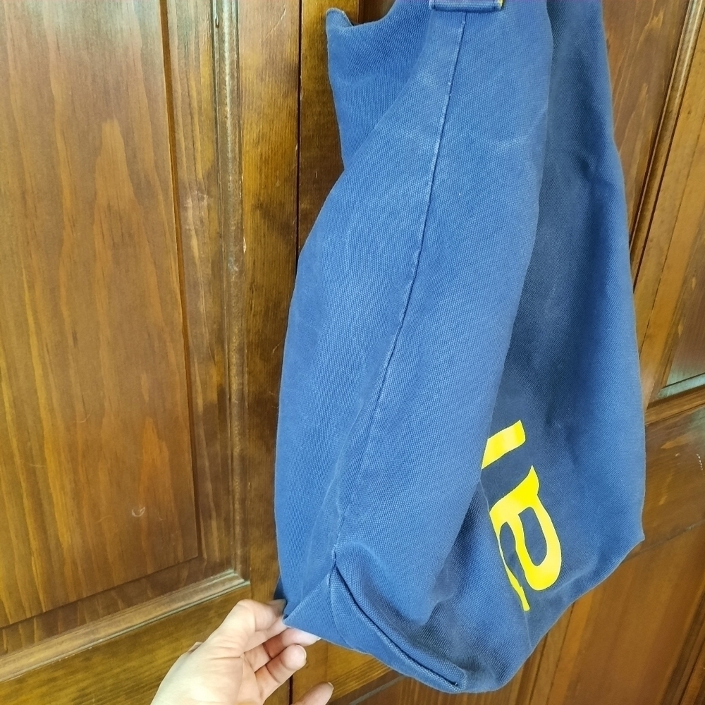 Anello Limited Edition top handle crossbody blue yellow canvas tote bag - Picture 7 of 12